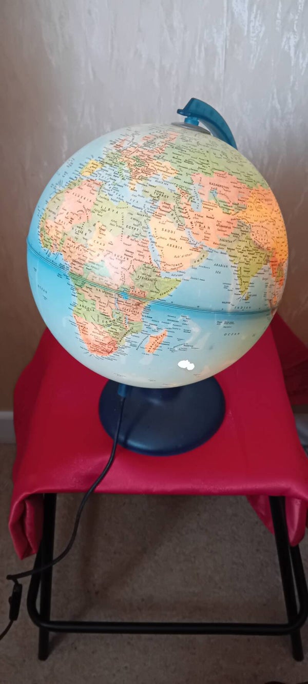SOLD SOLD. PENDING World Globe On Stand With on/off Light Switch. Uk Postage Only