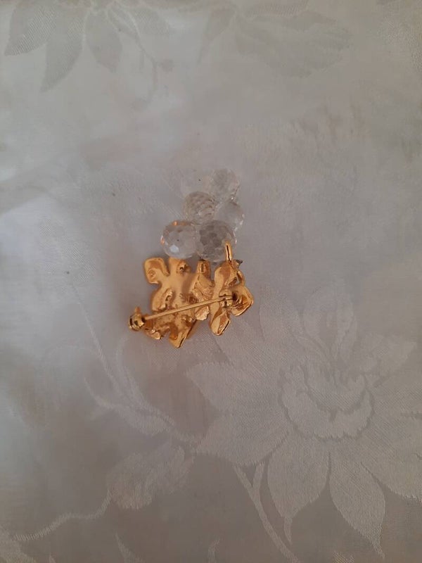 Swarovski Memories Brooch Grapes Gold leaf Cluster ##