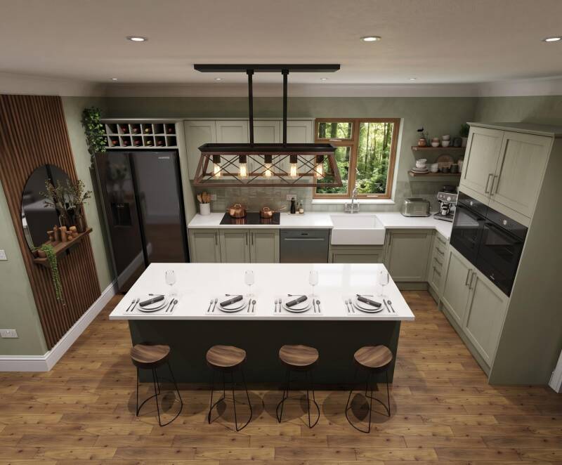 Modern fitted kitchen inside a Kilvington Lakes three-bedroom lodge