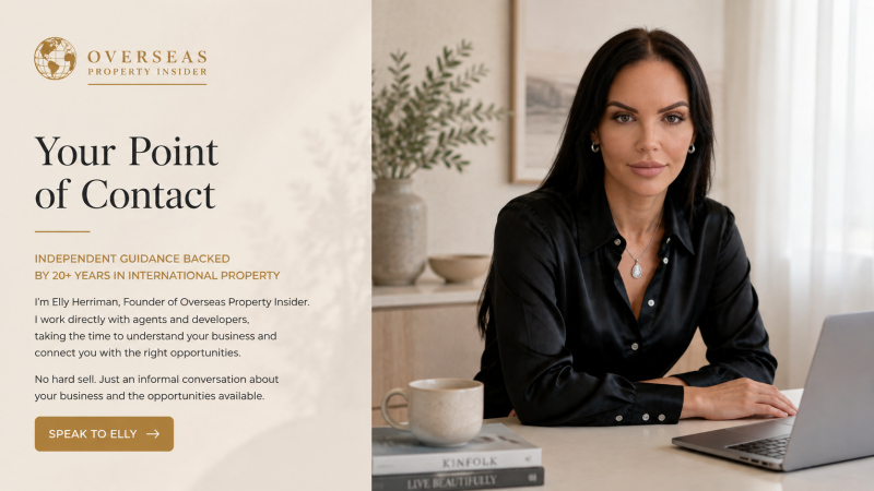 Elly Herriman, Founder of Overseas Property Insider, providing independent guidance to international property agents and developers