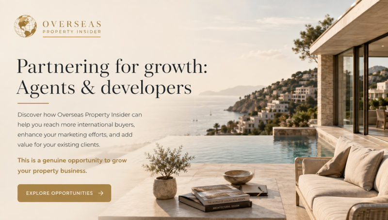 Luxury international property setting representing opportunities for overseas property agents and developers