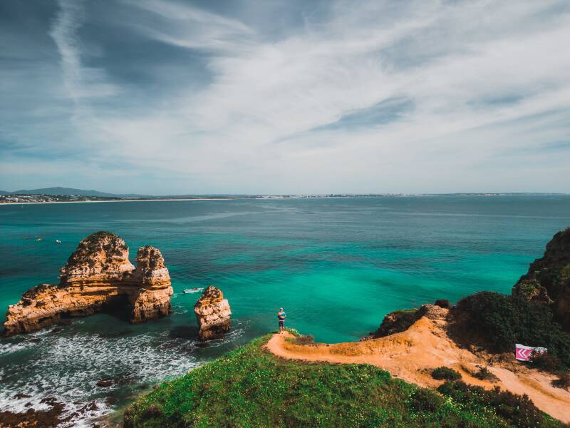 Coastal scenery in the Algarve, Portugal.