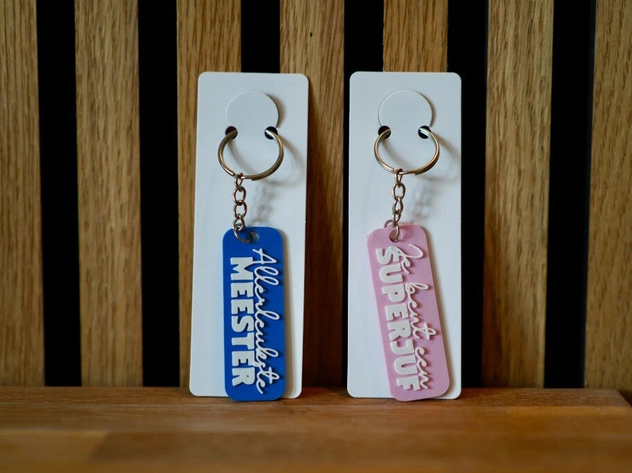 Sleutelhanger 'Allerleukste Meester' & 'Superjuf'