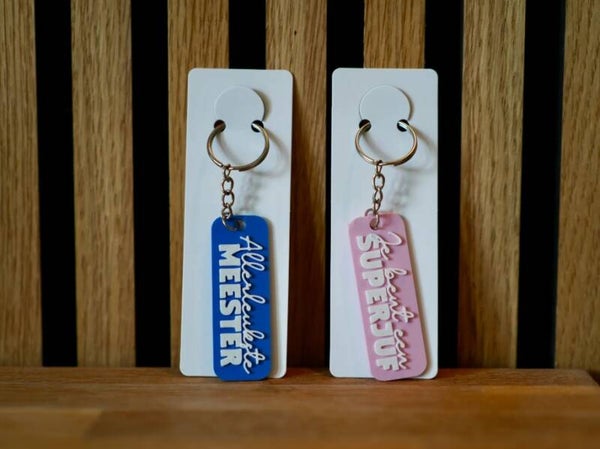 Sleutelhanger 'Allerleukste Meester' & 'Superjuf'