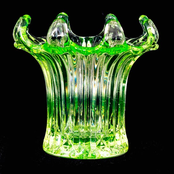Art deco era Uranium glass vase by Sowerby