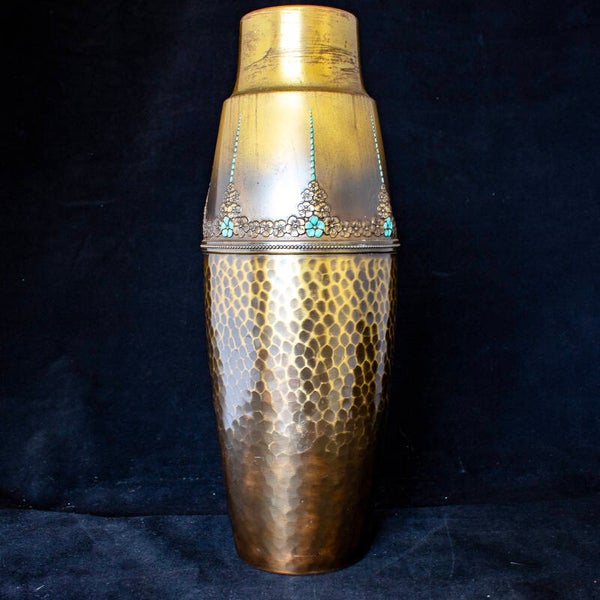 Antique WMF brass vase with restrained but good impact decoration