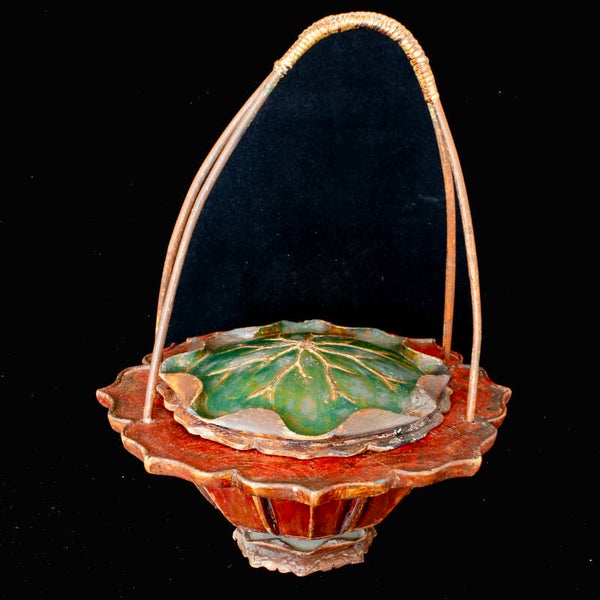 Hand crafted wooden container, antique Chinese Wedding Basket