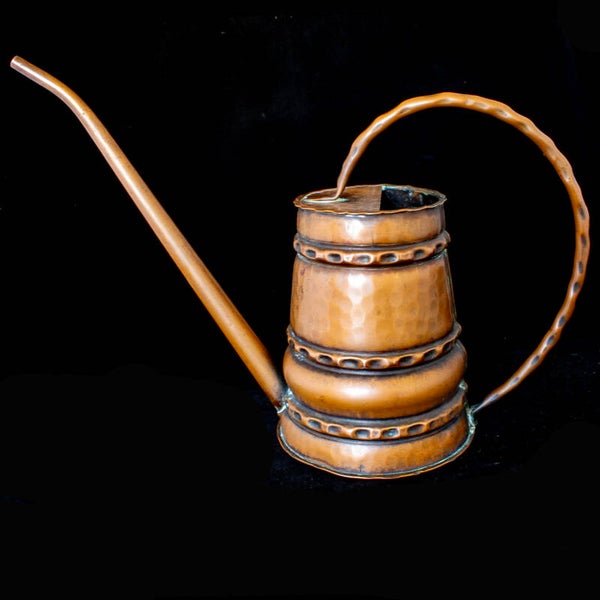 Textured arts and crafts style copper watering can -ideal for indoor plants