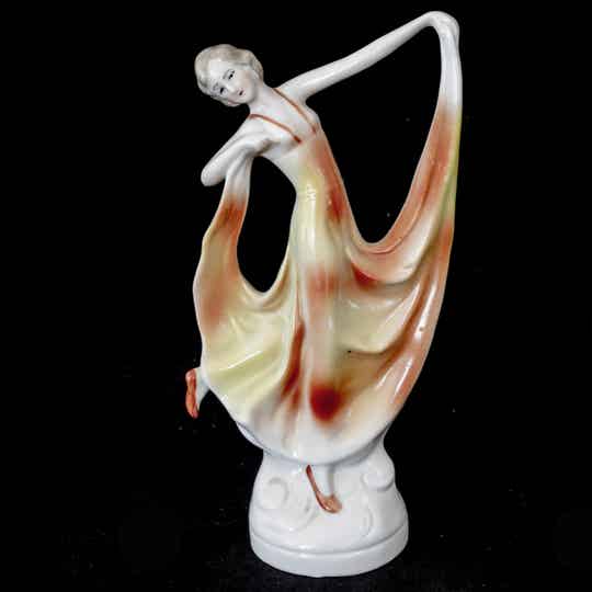 German porcelain art nouveau/art deco era dancing woman figurine