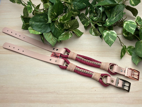 Hundehalsband Pottglut mit Rosegold oder Alt-Messing Beschlägen