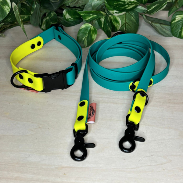 wasserfestes Hundehalsband "türkisgelbe Emscher"