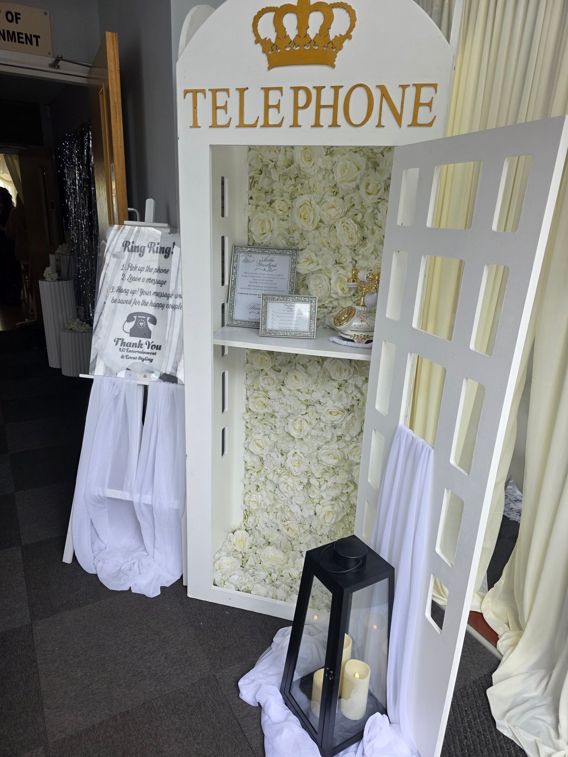 White Audio Guestbook with antique phone 