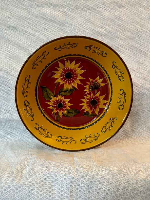 Round terracotta salad serving dish