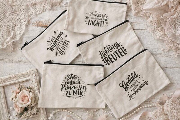 Kosmetiktasche mit Spruch – Des Wahnsinns fetter Beutel