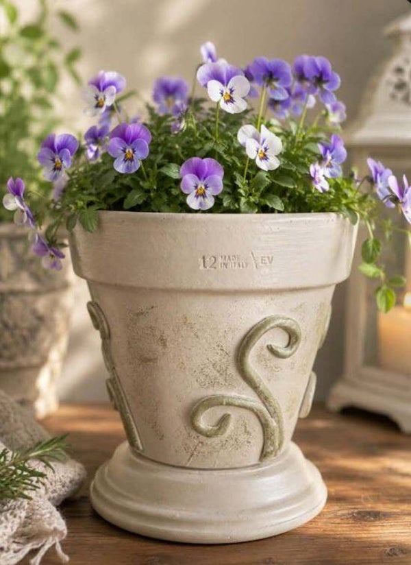 HANDPAINTED & DECORATED TERRA COTTA PEDESTAL POTS - Swir