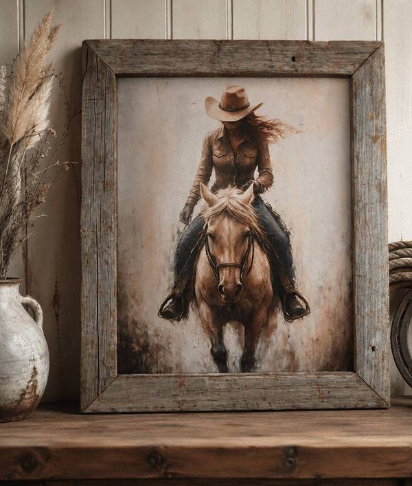 RUSTIC COWGIRL CANVAS PRINT