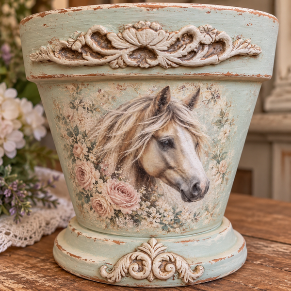 EQUESTRIAN FRENCH COUNTRY PEDESTAL PLANTER