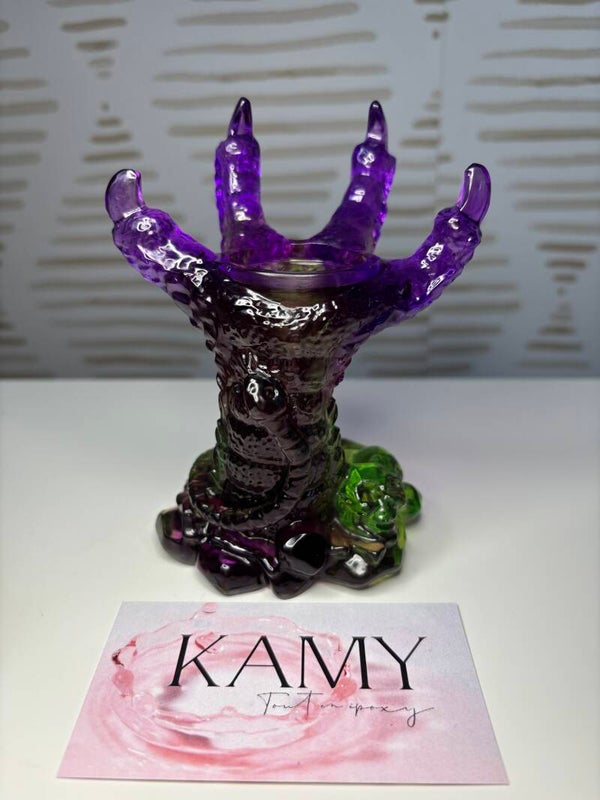 Chandelier mauve et vert translucide