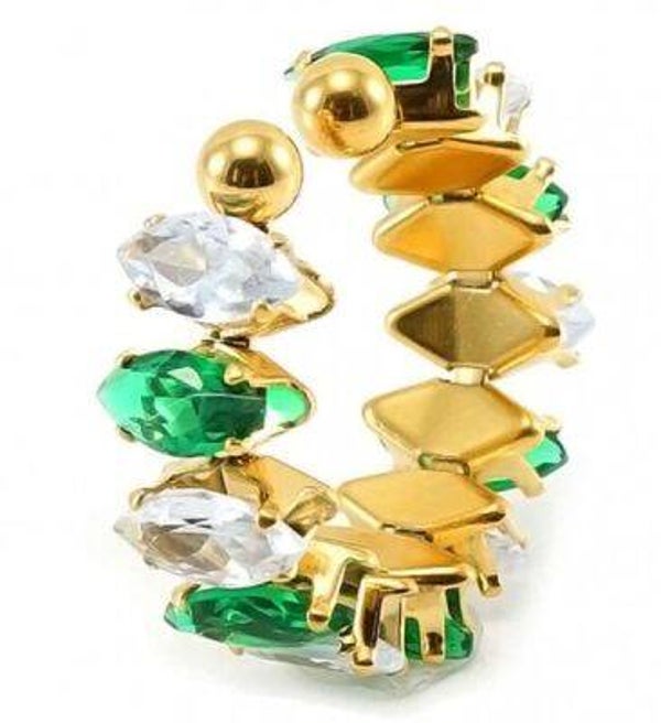 Groene steentjes ring rvs