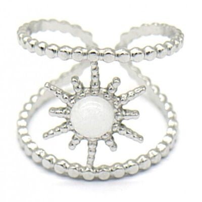 Ster met witte parel ring rvs