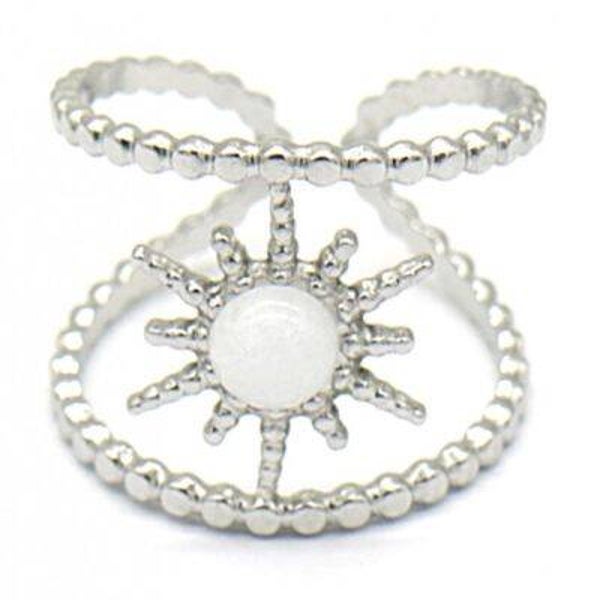 Ster met witte parel ring rvs