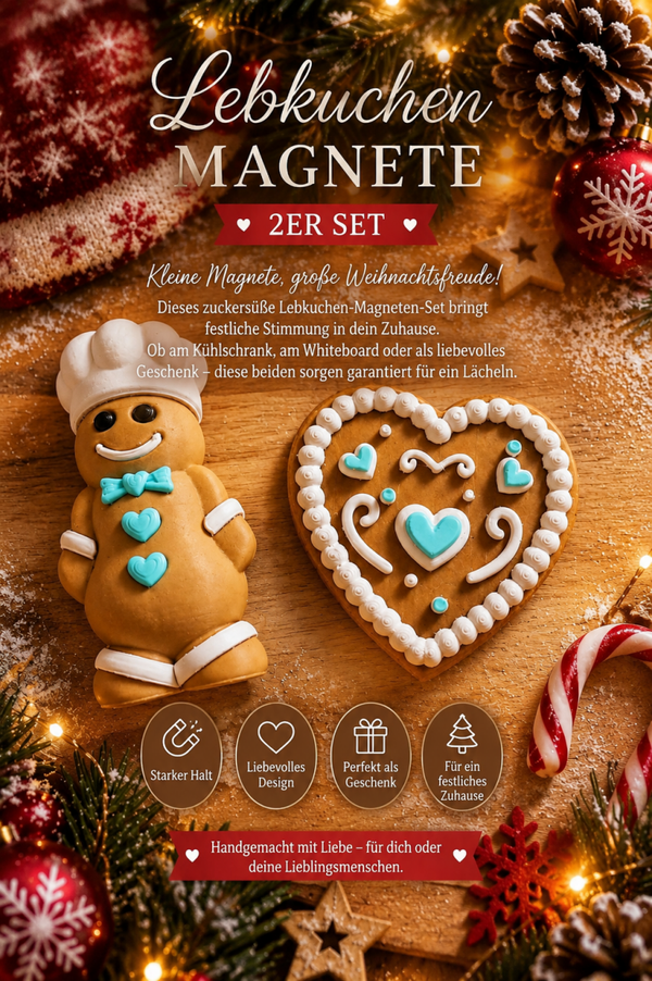 🎄 Lebkuchen Magnete – 2er Set ❤️