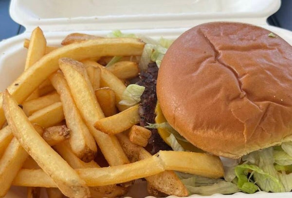 Hamburger w/French Fries and side of coleslaw