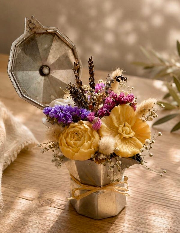 Cafetière italienne fleurie parfumée – Création artisanale