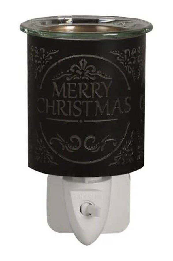 Wax Melter Plug In - Black & Gold Silhouette Merry Christmas 13cm