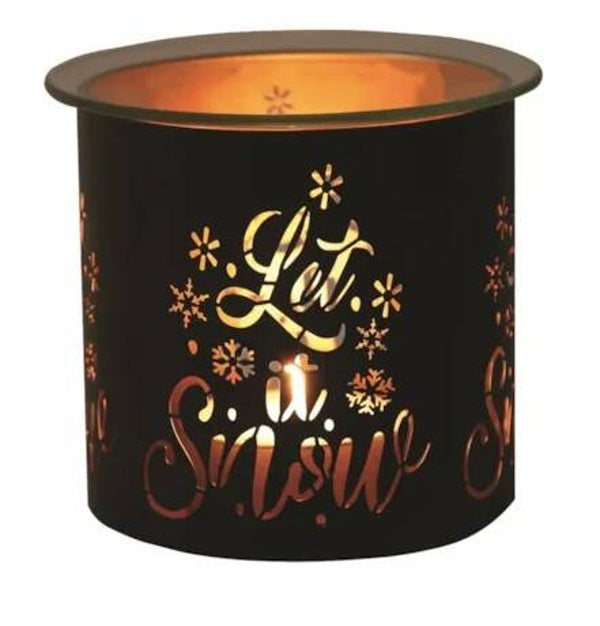 Tealight Wax Melter and Candle Holder-Black &Gold Silhouette Melter Let it Snow