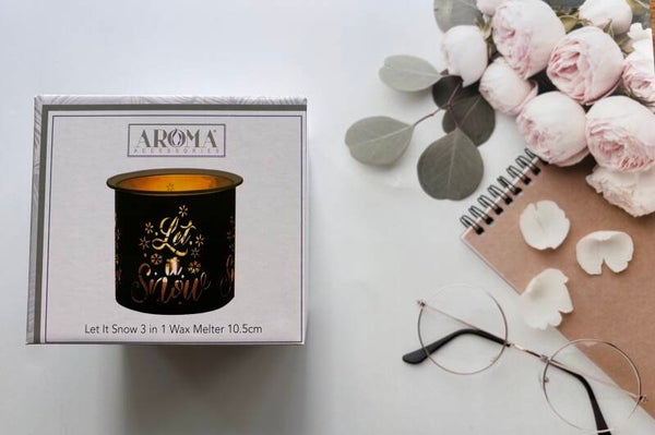 Tealight Wax Melter and Candle Holder-Black &Gold Silhouette Melter Let it Snow