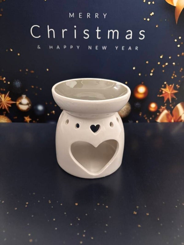 Wax Melt Burner Heart Grey 10cm