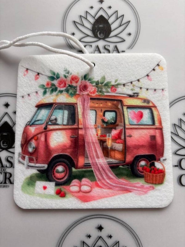 Pink Camper Van Car Air Freshener