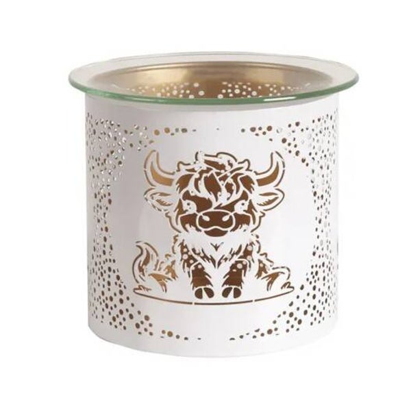 Tealight Wax Melter and Candle Holder - White & Gold Silhouette Melter Highland