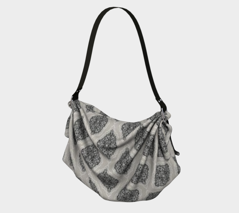 Noir Blossom Crescent Origami Bag