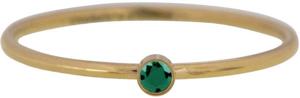 Ring R790 steel goldplated Shine Bright Emerald