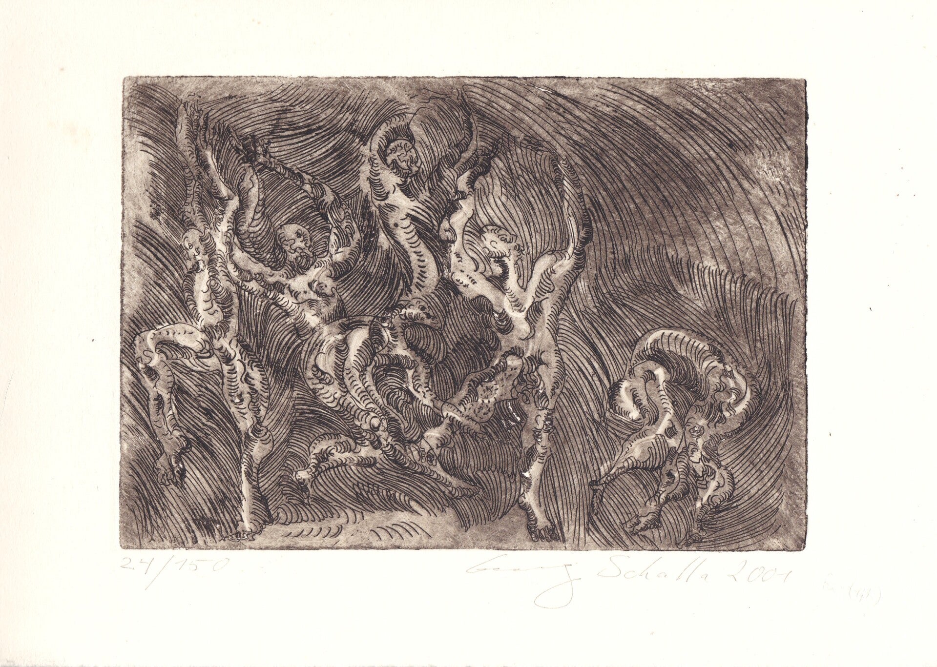 FIGUREN -G. SCHALLA -RADIERUNG - HANDSIGNIERT + NUMMERIERT 24/150 + DATIERT 2001