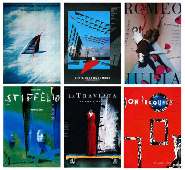 OPERNHAUS ZÜRICH - 6 ORIGINALPLAKATE - SIEBDRUCK
