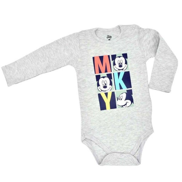Disney Mickey Mouse bodysuit met lange mouwen voor jongens, grijs