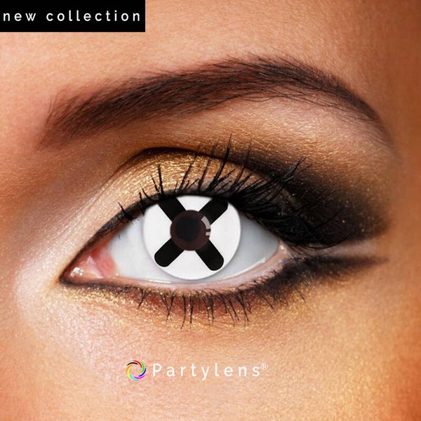 Black Cross X - kleurlenzen wit Partylens®