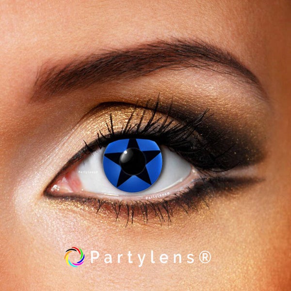 Black Star  - kleurlenzen zwart blauw Partylens®