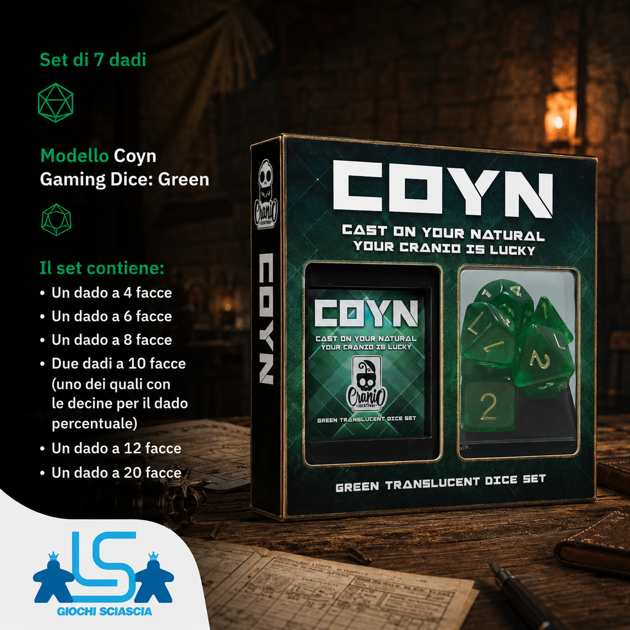 Dadi Coyn Gaming Cranio  Verdi