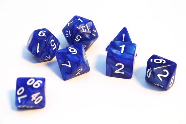 Set dadi Rpg (7) Pearl: Blue/White