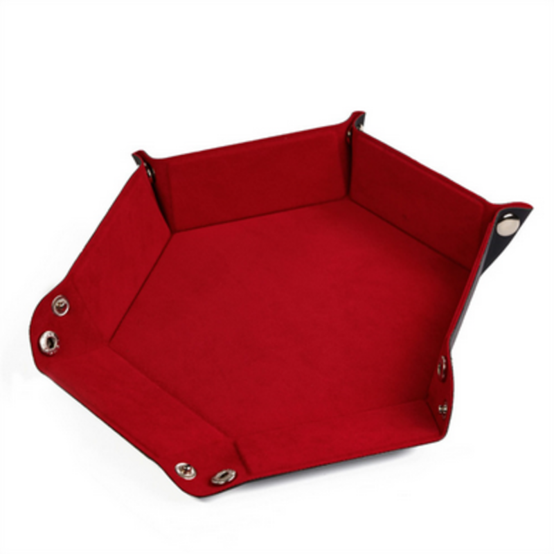 Vassoio Esagonale Per Dadi In Velluto Nero E Pelle PU. Pieghevole, Versatile, Per Giochi Da Tavolo Come Dungeons & Dragons E RPG.