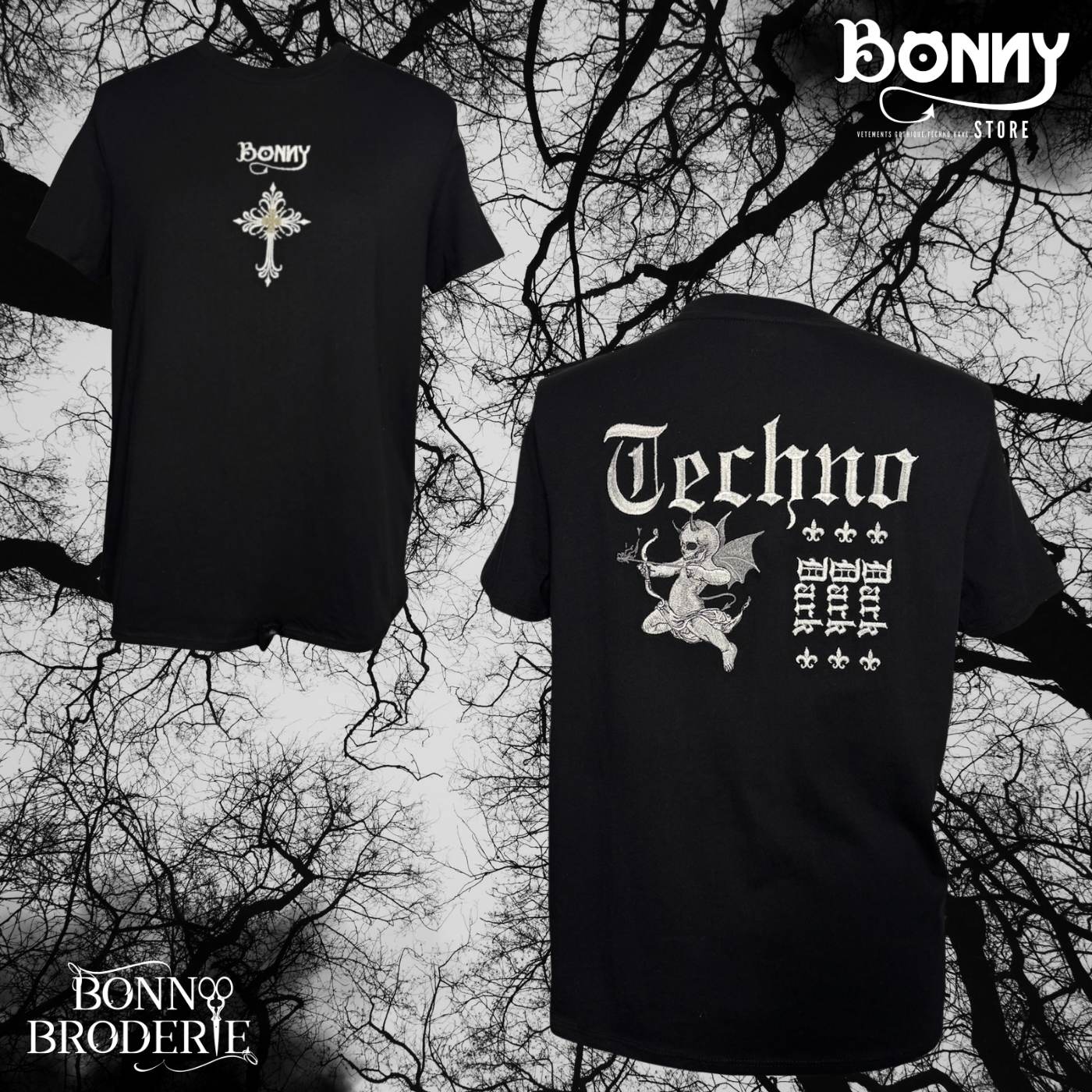 T-shirt Dark Techno « 𝕭𝖔𝖓𝖓𝔂 » Simple