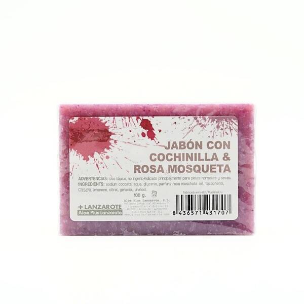 ALOE PLUS LANZAROTE Handmade Soap with Rosehip Oil and Cochineal, Moisturising and Nourishing, 100g