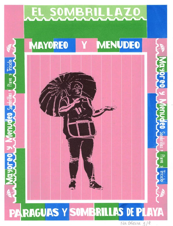 Noa Defesche - Mexico screenprint - El Sombrillazo – 26,5 x 35 cm