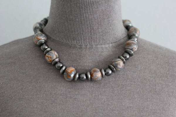 Halskette "grau/lachs"