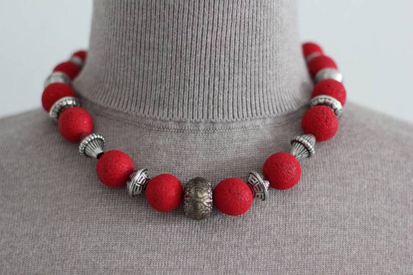 Halskette "lava rot metallic"