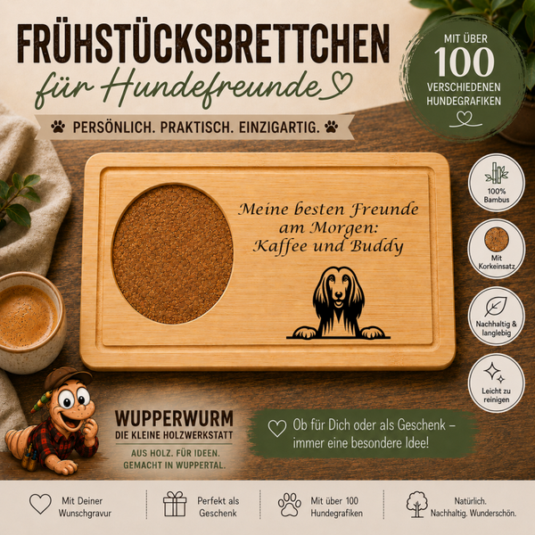 Afghanischer Windhund: Personalisiertes Frühstücksbrettchen für Hundefreunde – mit Wunschgravur & Hundemotiv